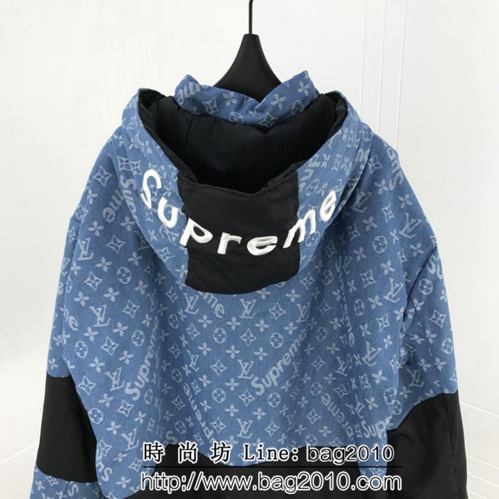 LV路易威登 X suP聯名款 18ss秋冬新款 經典老花Logo 重工刺繡 棉服外套 OS寬鬆版型 情侶款 ydi1252